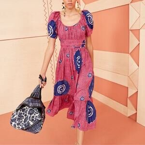 ULLA JOHNSON Isla Puff Sleeve Cotton Poplin Midi Dress